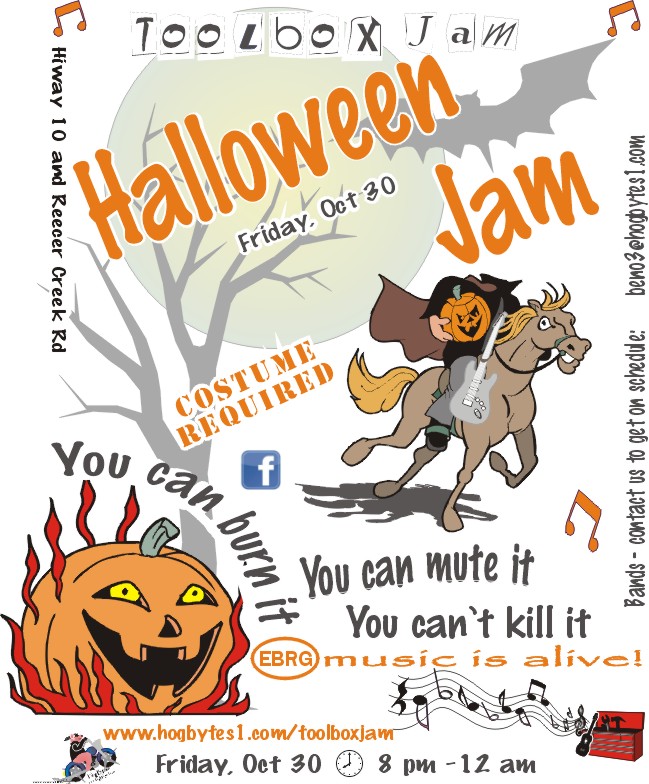 Toolbox Jam, Halloween Jam 10/30/2015.  You can mute it; You can burn it; You can't kill it. E-burg music is alive.